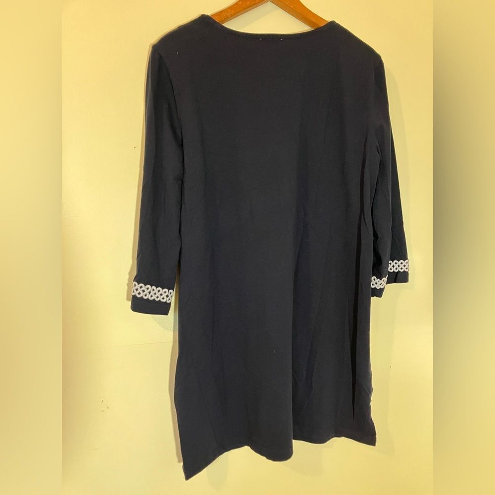 Talbots mini dress, 3/4 sleeve, design at sleeves and neckline, size small - Picture 2 of 6